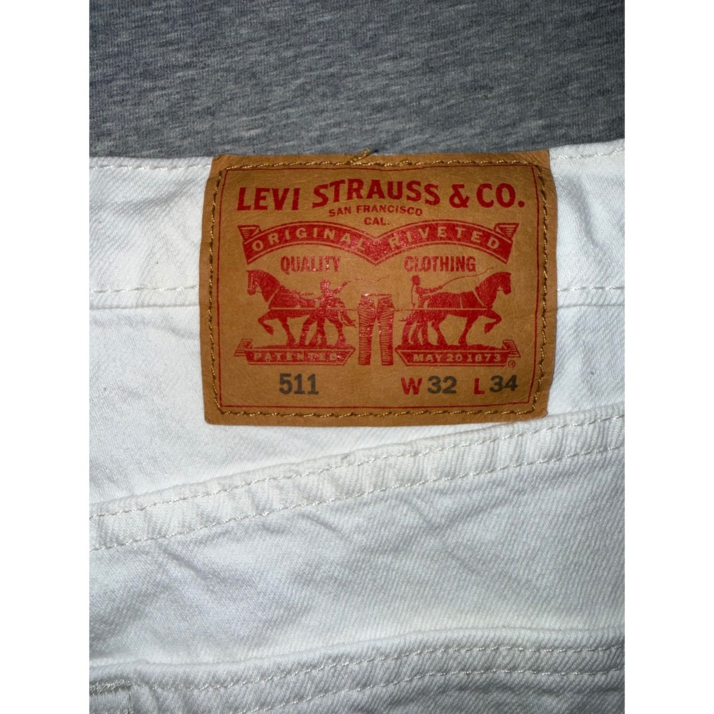 Levi's 511 Slim Fit Mens White Distressed Jeans Size 32x34 Streetwear Minimalist - Picture 6 of 12